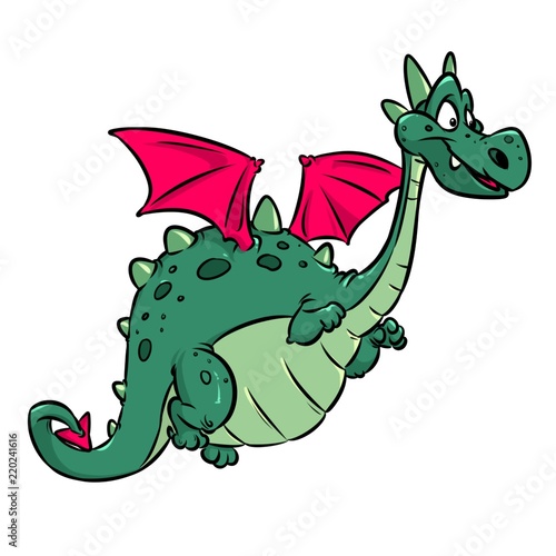 Dragon fairy animal cheerful cartoon illustration isolated image 