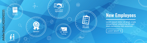 New Employee Hiring Process icon set  w handbook, checklist, etc