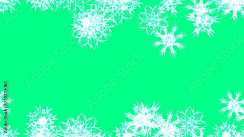 Abstract background with a variety of colorful snowflakes. Big and small.