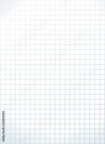 Clean notebook grid page for writing. white school squared paper sheet template