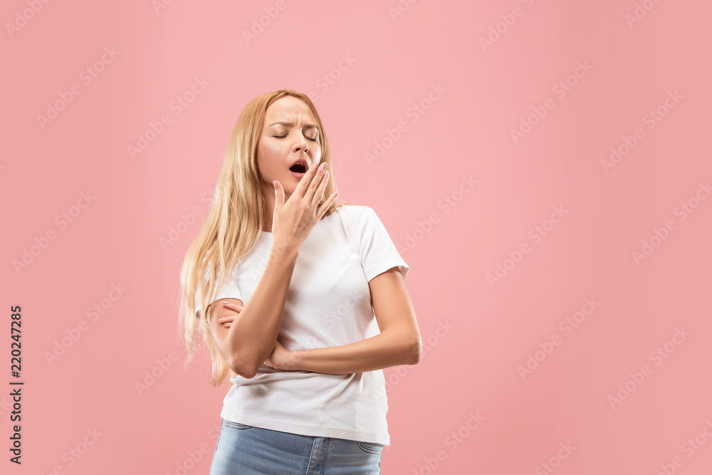 I am tired of everything. Bored woman. Boring, dull, tedious concept. Young pretty caucasian emotional woman. Human emotions, facial expression concept. Studio Isolated on trendy background I am tired of everything. Bored woman. Boring, dull, tedious concept. Young pretty caucasian emotional woman. Human emotions, facial expression concept. Studio Isolated on trendy background