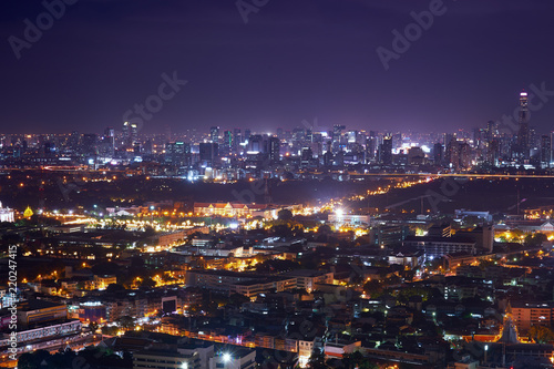 scenic of night urban cityscape lighting up metropolis