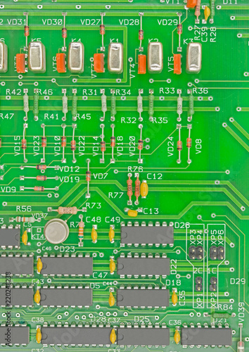 Closeup of electronic circuit board