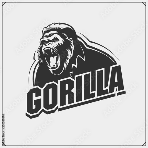 The emblem with gorilla for a sport team.