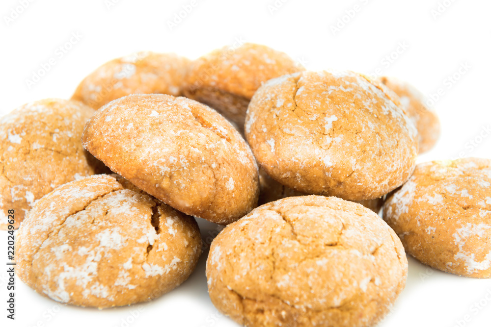 Sweet cookies on white plate at white background