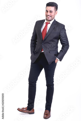 Businessman isolated in white background.