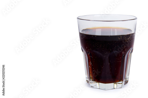 Cola drink in glass isolated on white background, copy space template