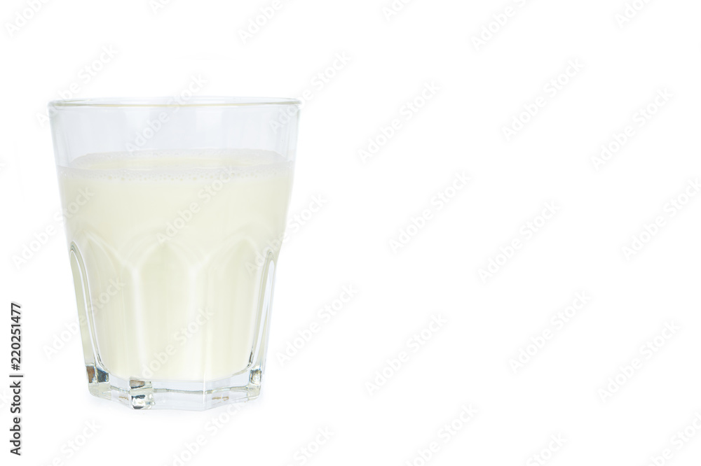 Glass of milk isolated on white background, copy space template Glass of milk isolated on white background, copy space template