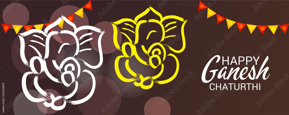 illustration of a Creative Card, Poster or Banner for Festival of Ganesh Chaturthi Celebration.