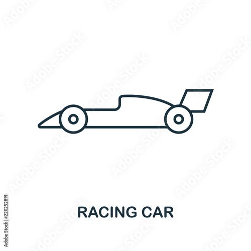 Racing Car outline icon. Simple element illustration. Racing Car icon in outline style design from sport equipment collection. Perfect for web design, apps, software, print.