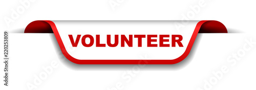 red and white banner volunteer