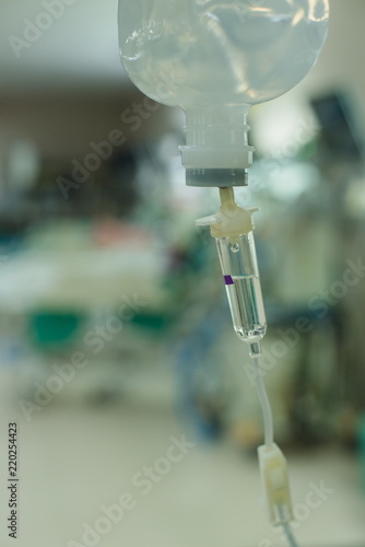 IV fluid intravenous drop saline drip in hospital ,Medical Concept.