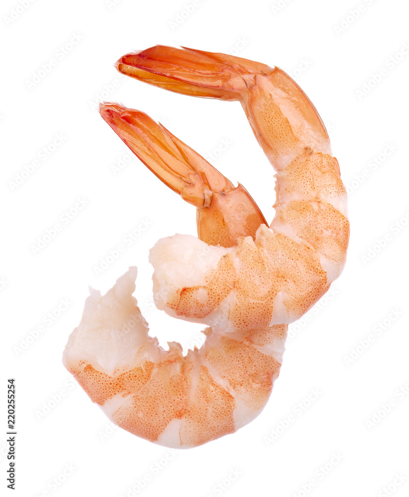 Two red cooked prawn or tiger shrimp isolated on white background Two red cooked prawn or tiger shrimp isolated on white background