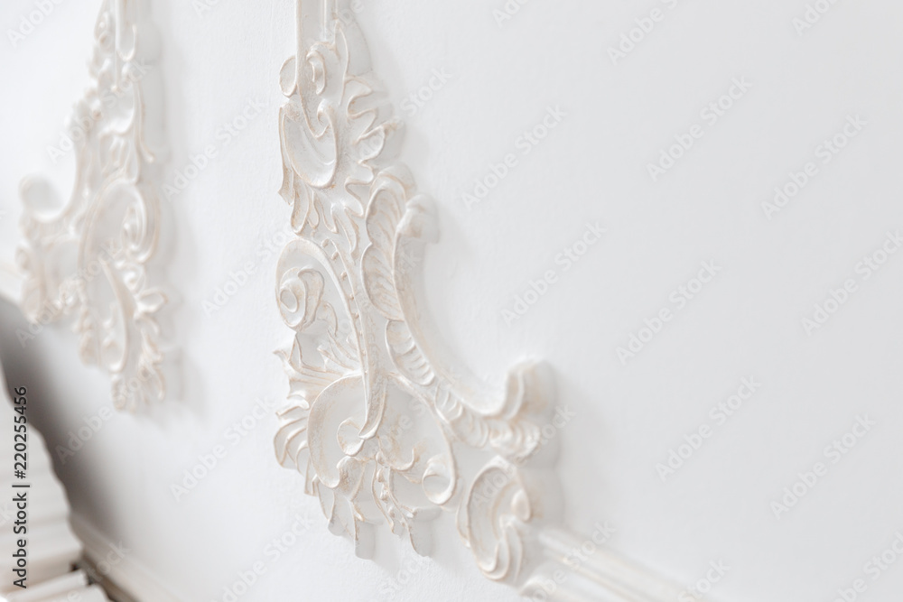Luxury white design relief with stucco mouldings roccoco element interior