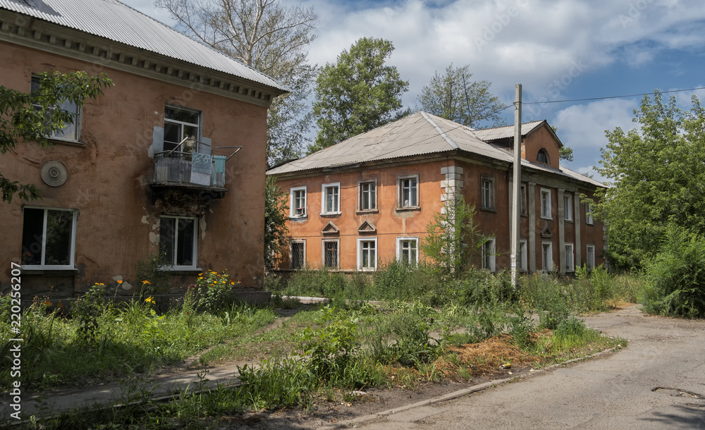 Old apartment buildings. Kazakhstan (Ust-Kamenogorsk). Residential area. Old architecture Old apartment buildings. Kazakhstan (Ust-Kamenogorsk). Residential area. Old architecture