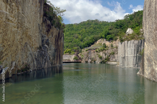 lake inside cliffs
