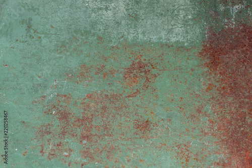 Old green rusted iron plate abandonment abstract detail texture background be...
