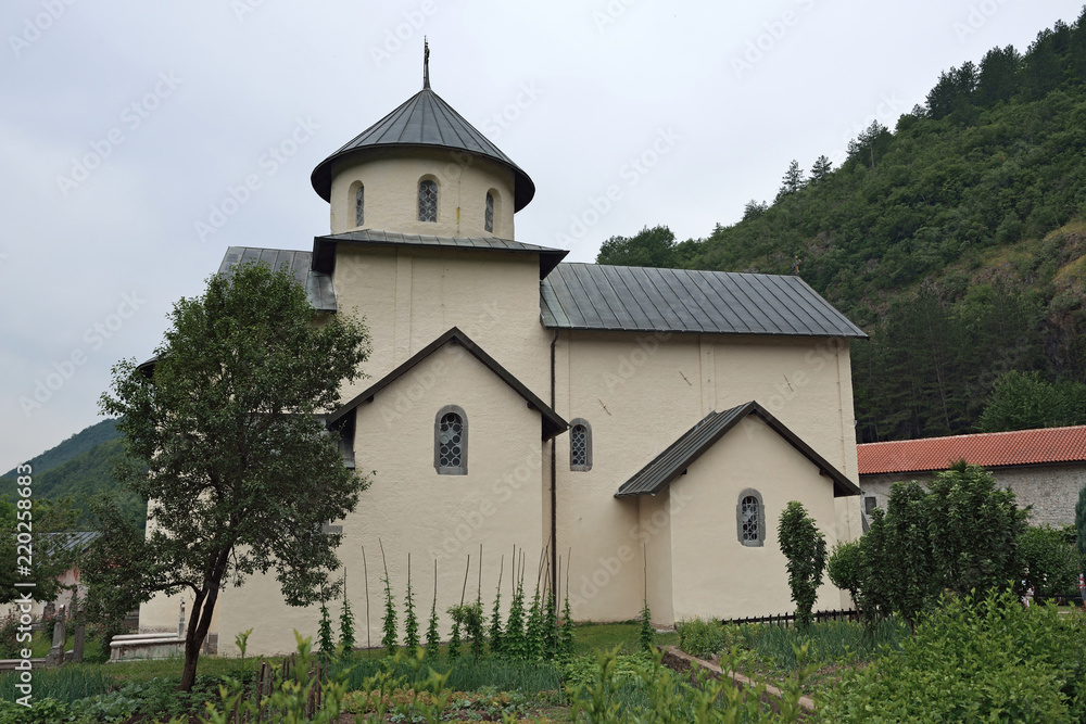 Moraca monastery in mountains of Montenegro.