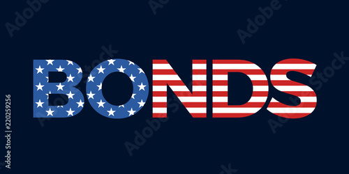 US bonds and treasuries - Financing the loan of the United States of America. Financial creditor of USA. Economics of national indebtedness, investments with interests. Vector illustration