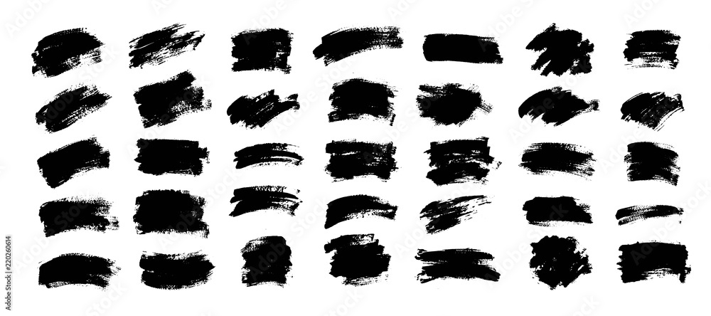 Naklejka premium Vector black paint, ink brush stroke, brush. Scribble texture.