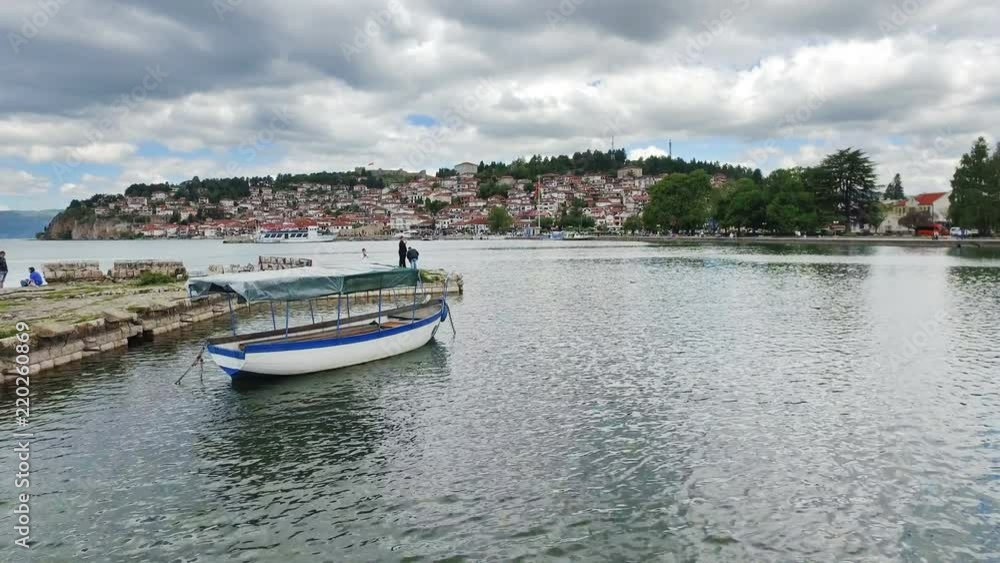 Cinematic view of city Ohrid, city of UNESCO, Macedonia Cinematic view of city Ohrid, city of UNESCO, Macedonia
