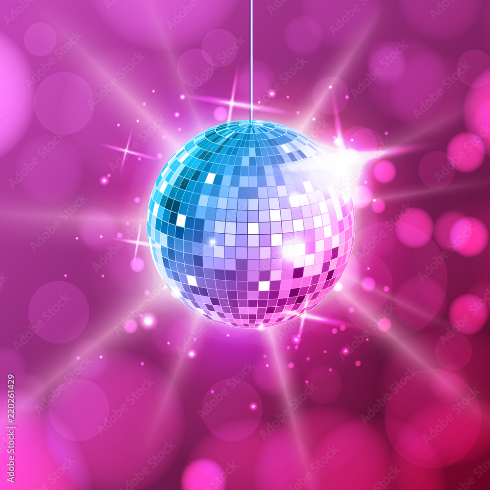 Disco ball. Disco ball pink background Disco ball. Disco ball pink background