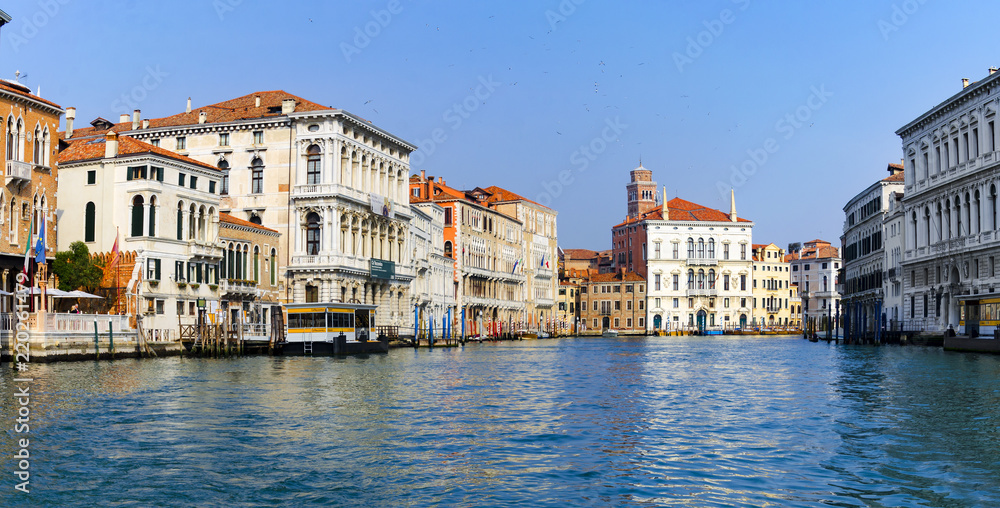 Venice grand canal or Canal Grande, view near Accademia bridge. Italy, Europe