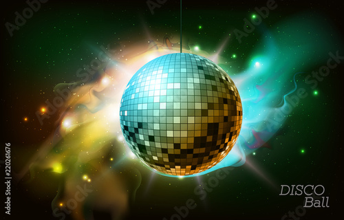 Disco ball. Disco ball on open space background