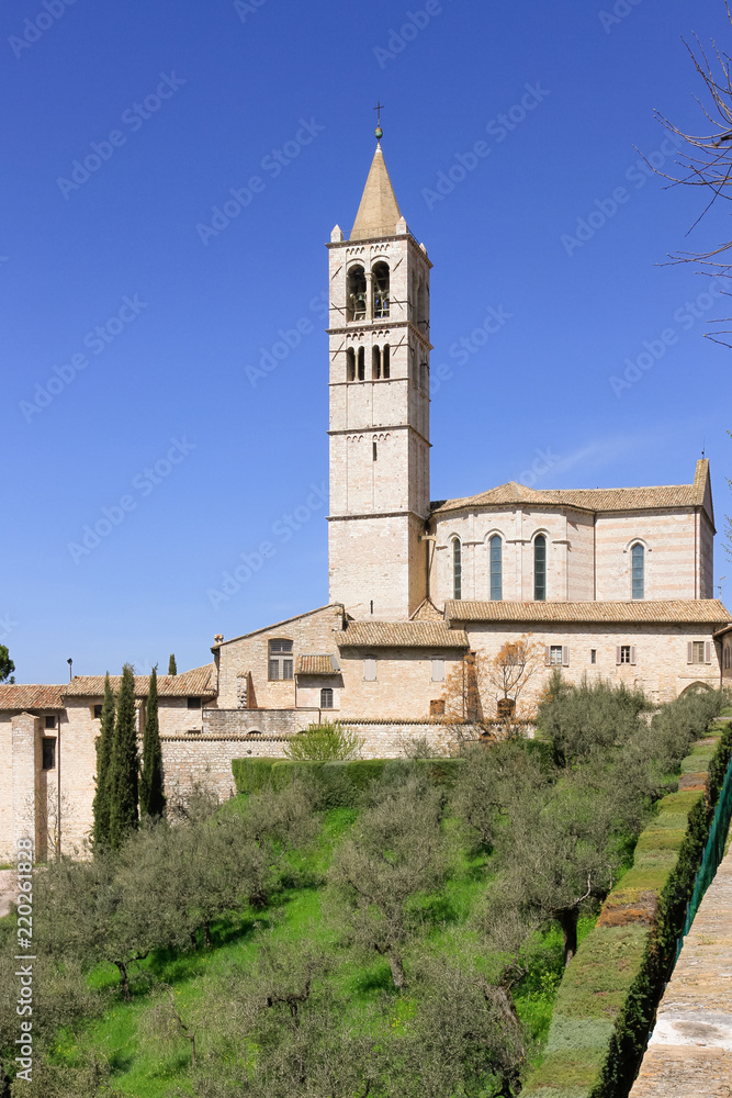 Backside of the Basilica of Santa Chiara in Assisi, Italy