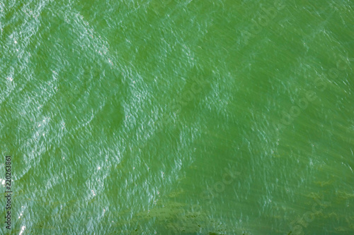 Green water with sunbeams i...