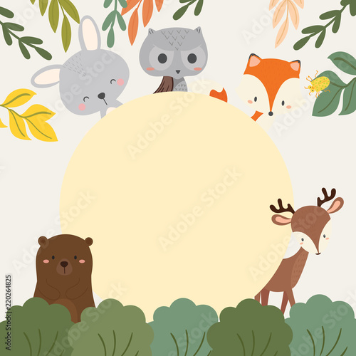 Set of cute illustration of woodland animals.