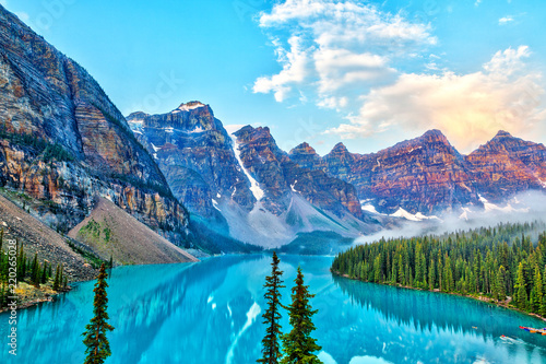Sunrise Over the Valley of Ten Peaks at Moraine Lake in the Canadian Rockies photo