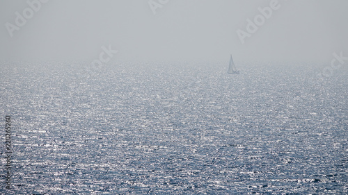 Lonely sailboat lost at sea...
