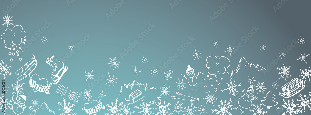 Fototapeta premium Winter doodles background