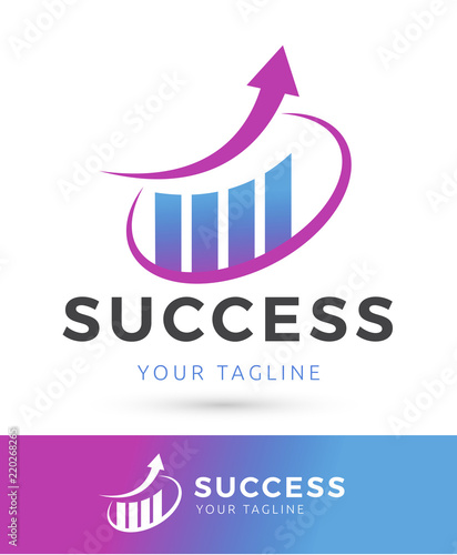 Success logo, business growth , vector color logo template