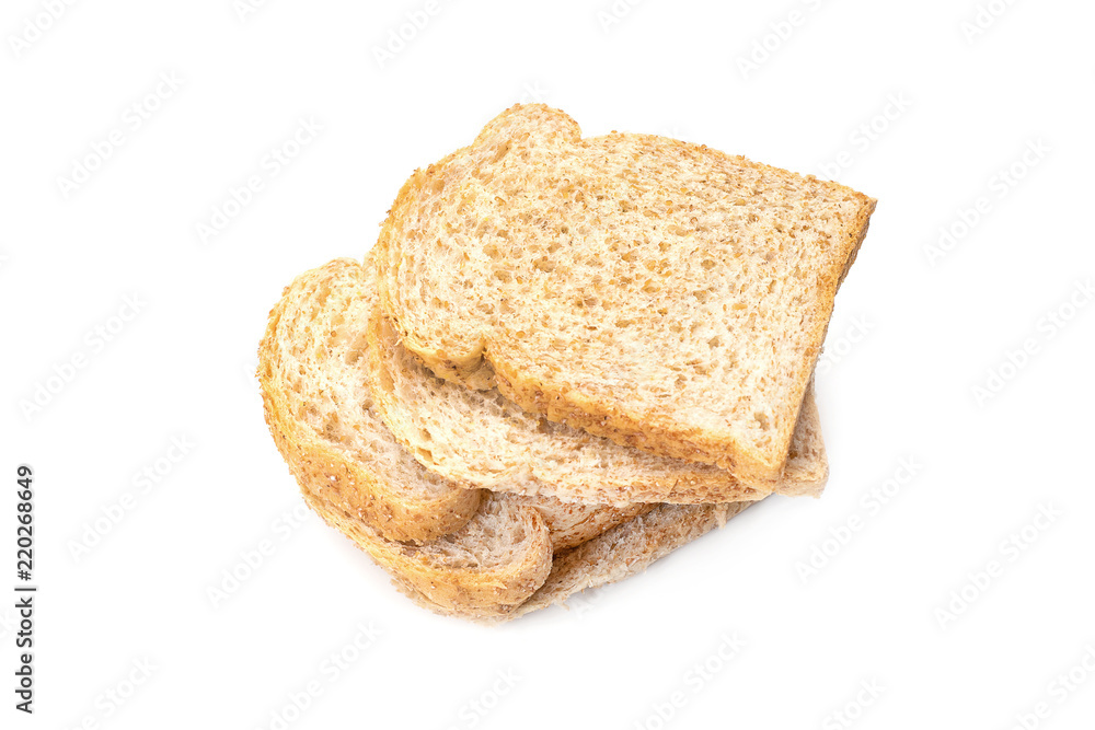  sliced wholegrain bread on white