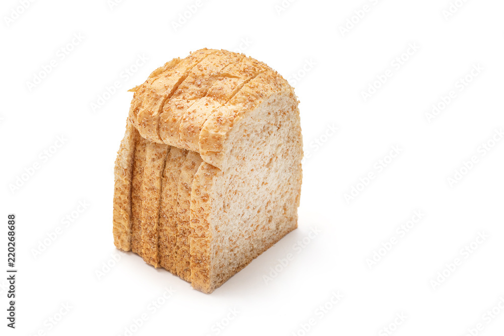 sliced wholegrain bread on white sliced wholegrain bread on white