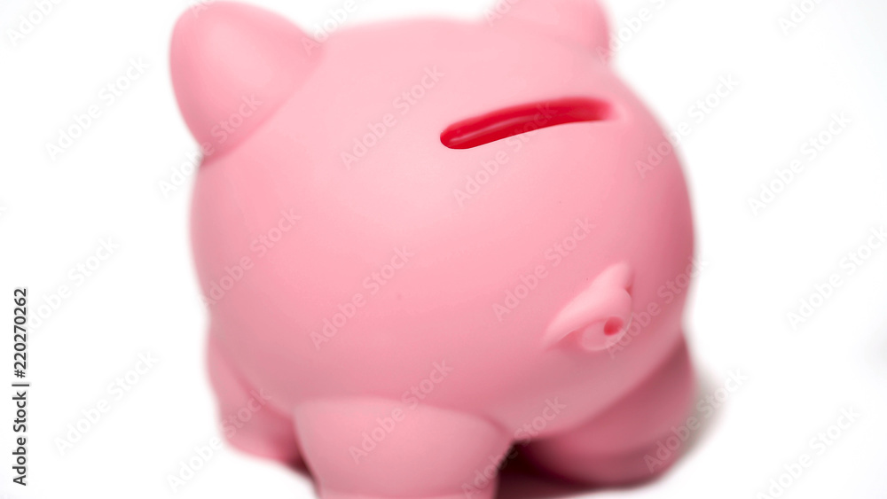 Pink piggy bank, private account, family budget, savings for dream purchase