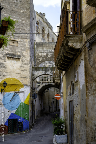 street view with flower pots in Apulia region. Grottaglie, Apulia photo