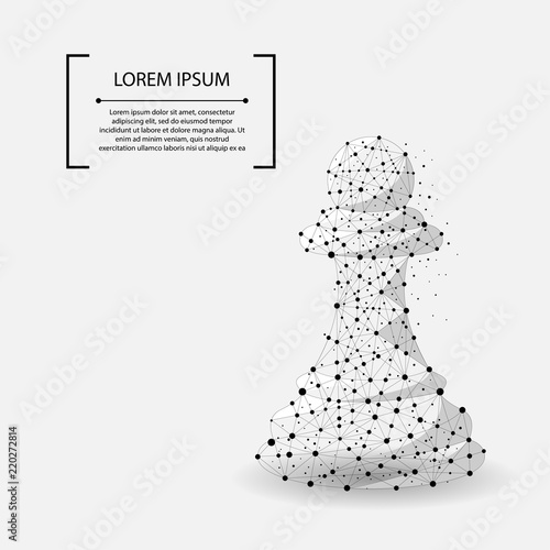 Abstract mash line and point chess pawn. Vector business illustration. Polygonal low poly.