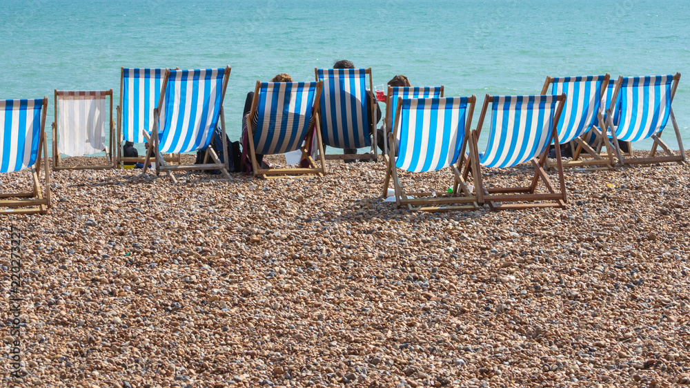 Deckchairs on Brighton Beach, England Deckchairs on Brighton Beach, England