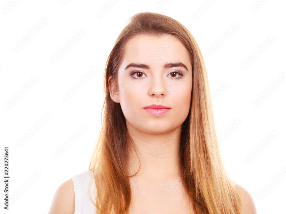 Closeup portrait of young teenager woman. Closeup portrait of young teenager woman.