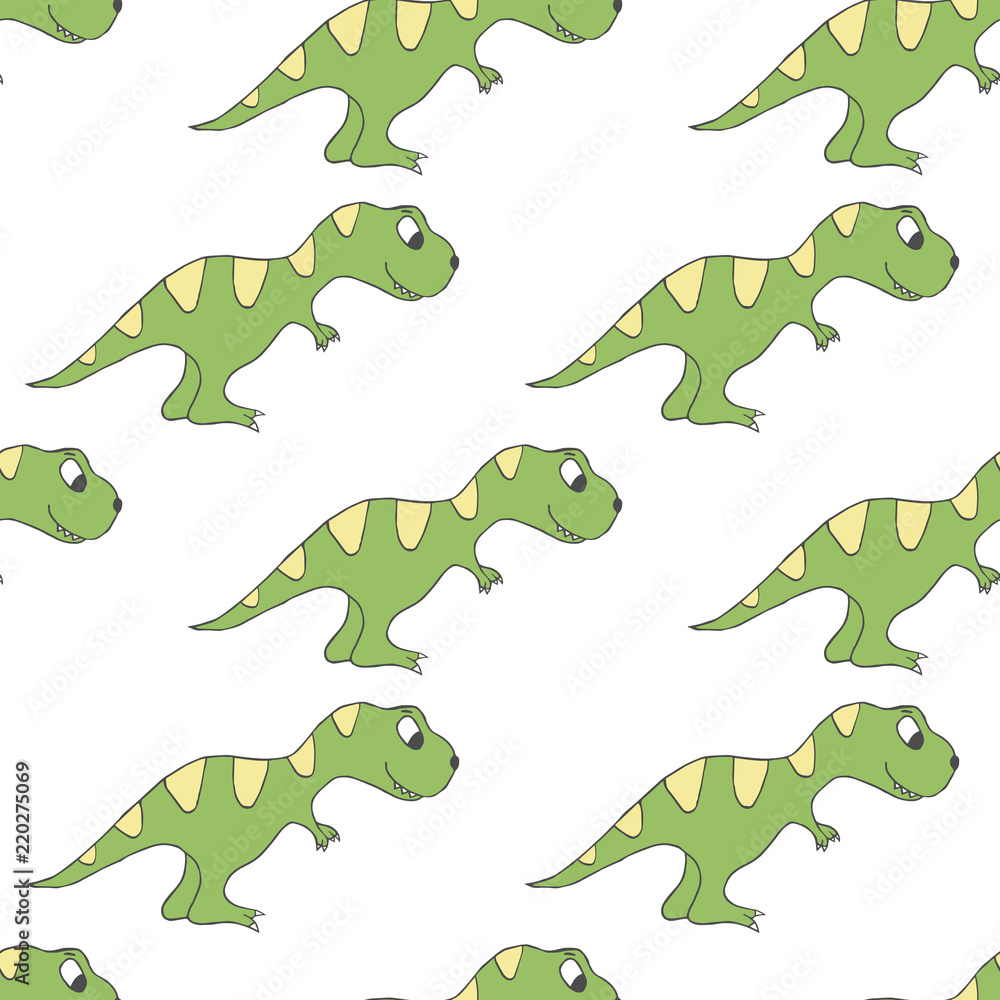 Naklejka premium Colorful dinosaur seamless vector pattern. Pretty rex background