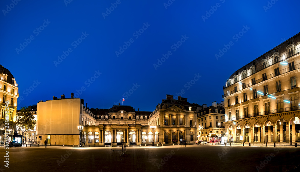 Twilight outside Palais Royal, Paris, France