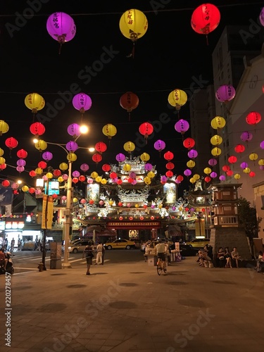 Lampions on street in Taipei, Taiwan photo