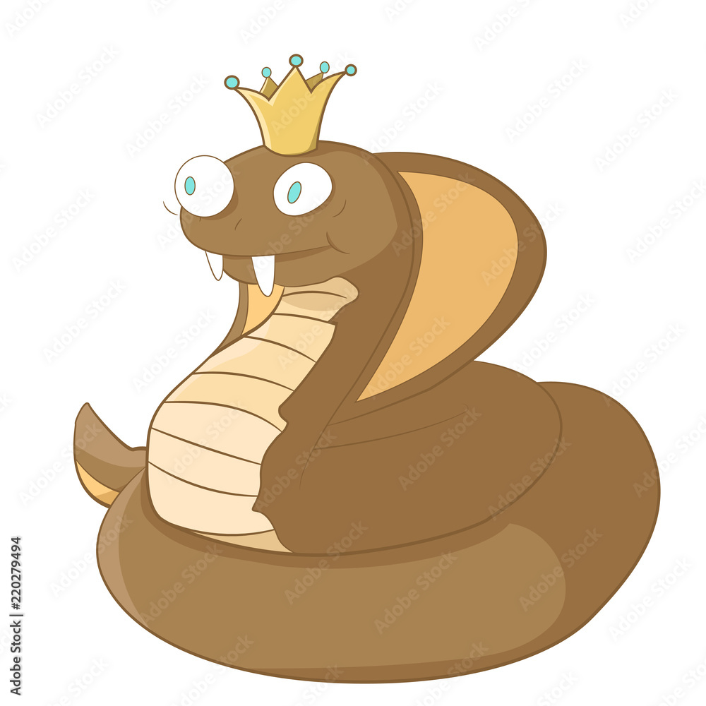 cartoon king cobra with crown on head Stock Vector | Adobe Stock