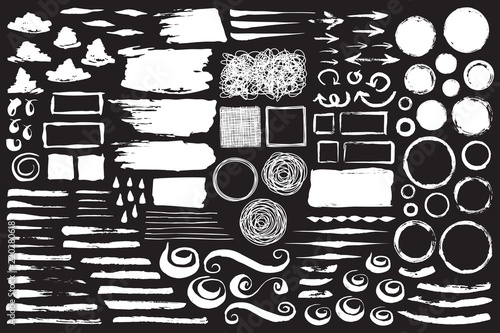 Set of abstract grungy chalk strokes