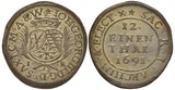 Germany German Saxony Saxon silver coin 1/12 one twelfth of a thaler 1691, crowned shield flanked by sprigs, value and date within circle, ruler Yohann George III, Elector of Saxony, 