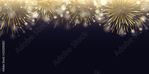 golden firework in the dark night celebration