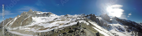 Panorama of Alps mountains on expedition to Mont Blanc